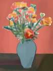 Flower vase with a pink backdrop Art Print