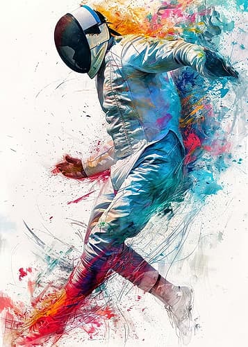 Fencing sport art #fencing #sport Abstract Art Print