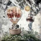 Balloon and a dream meadow Art Print