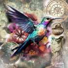 Bird and flowers 2 Art Print