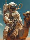 Astronaut On a Camel Art Print