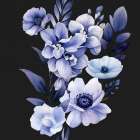 Denim Floral Transparent 4.png Art Print
