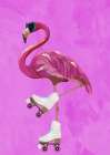 Pink Flamingo Roller Skating Art Print