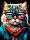 Hipster cat animal art Art Print