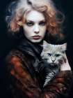 Beautiful Girl With A Cat Art Print