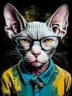 Hipster cat animal art Art Print