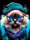 Hipster cat animal art Art Print