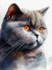 Cat watercolor painting animal Art Print