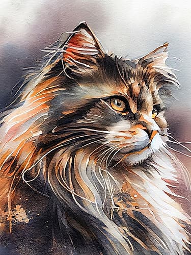 Cat watercolor painting animal Art Print