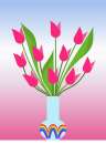 Tulips in the rainbow vase Art Print