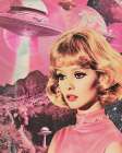 Pink Space Collage Babe Art Print