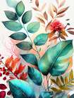Watercolor leaves nature floral 5 Art Print