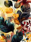Watercolor leaves nature floral 3 Art Print