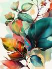Watercolor leaves nature floral 1 Art Print