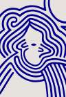 Berit in beige and indigo blue Art Print