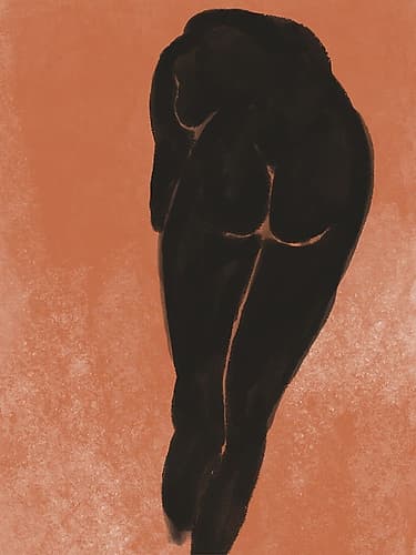 Bathing nude in black Figurative Print