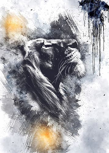 Lion Poster Art 02 Abstract Art Print