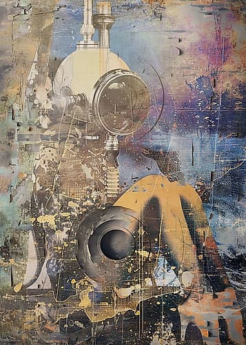 Vintage Diver 03 Abstract Art Print