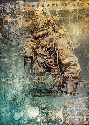 Vintage Diver 10 Abstract Art Print