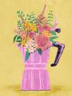 Espresso Maker with Flowers Art Print