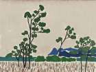 Landscape on wood panel Art Print