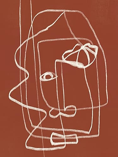 Line art abstract portrait terracotta 03 Art Print