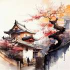 Japan World Watercolor Painting (5) Art Print