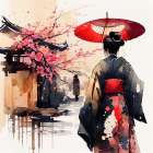 Japan World Watercolor Painting (9) Art Print