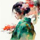 Japan World Watercolor Painting (10) Art Print
