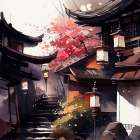 Japan World Watercolor Painting (11) Art Print
