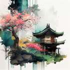 Japan World Watercolor Painting (14) Art Print
