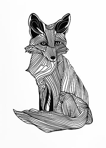 Lines art Fox Art Print