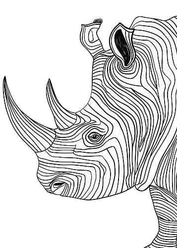 Linesart  Rhino Art Print