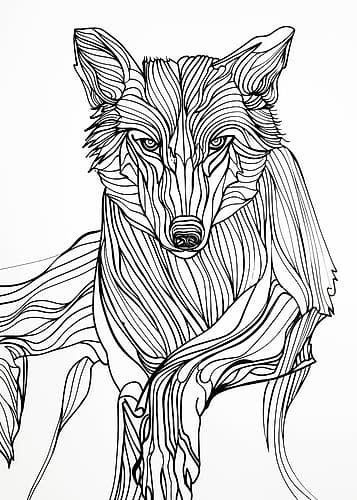 Lines art Wolf Art Print