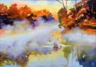 Paddling In the Mist Art Print