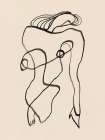 Line art nude surrealism Art Print