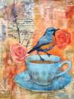 Birds Cofffee Break Art Print