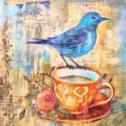 Birds Coffee Time Art Print
