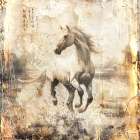 Horse Vintage Art Illustration 16 Art Print