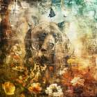Floral Animals Vintage Art Illustration 06 Art Print