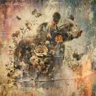 Floral Animals Vintage Art Illustration 05 Art Print