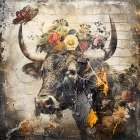 Floral Animals Vintage Art Illustration 09 Art Print