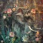 Floral Animals Vintage Art Illustration 11 Art Print