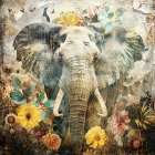 Floral Animals Vintage Art Illustration 12 Art Print