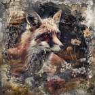 Floral Animals Vintage Art Illustration 13 Art Print
