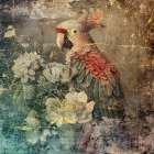 Floral Animals Vintage Art Illustration 21 Art Print