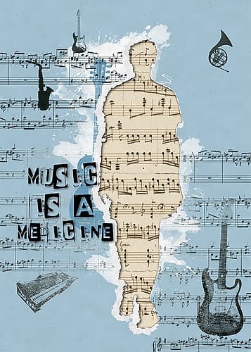 Music Is a Medicine Collage Art Abstract Art Print