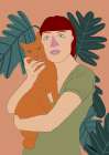Cat lady Art Print