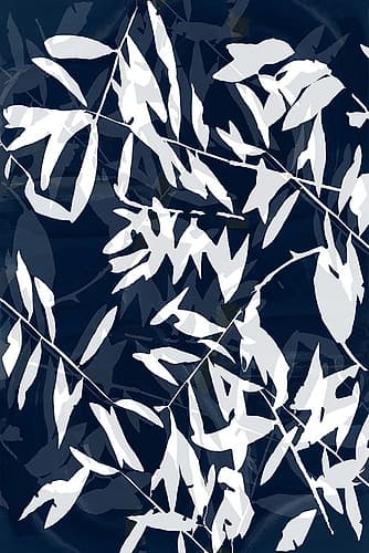 Navy White Bamboo 1 Art Print