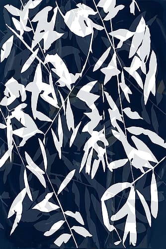 Navy White Bamboo 2 Art Print